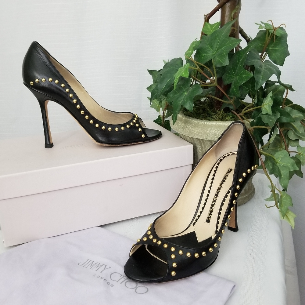 Jimmy Choo leather peep toe heels